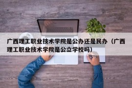 广西理工职业技术学院是公办还是民办（广西理工职业技术学院是公立学校吗）