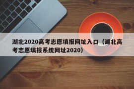 湖北2020高考志愿填报网址入口（湖北高考志愿填报系统网址2020）