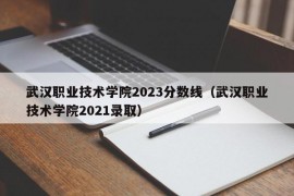 武汉职业技术学院2023分数线（武汉职业技术学院2021录取）