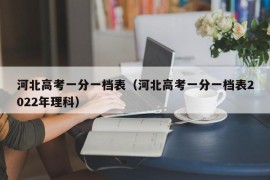 河北高考一分一档表（河北高考一分一档表2022年理科）