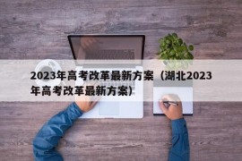 2023年高考改革最新方案（湖北2023年高考改革最新方案）