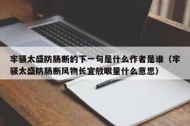 牢骚太盛防肠断的下一句是什么作者是谁（牢骚太盛防肠断风物长宜放眼量什么意思）