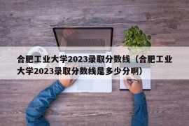 合肥工业大学2023录取分数线（合肥工业大学2023录取分数线是多少分啊）