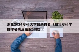 湖北2024专科大学最新排名（湖北专科学校排名榜及录取分数）