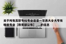 关于所有高职专科专业目录一览表大全大专有哪些专业【教育部公布】_...的信息